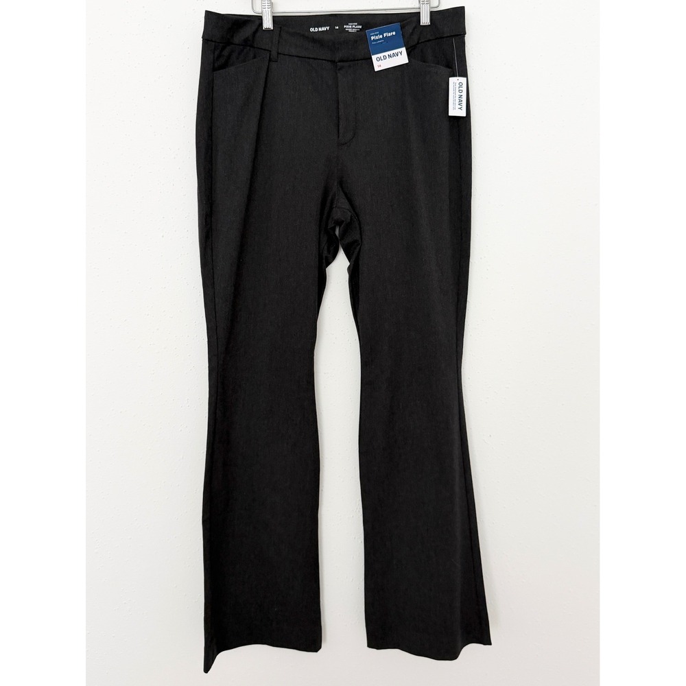 Old Navy Pixie Flare Charcoal Gray High Rise Dress Pants Office Siren NWT (14)
